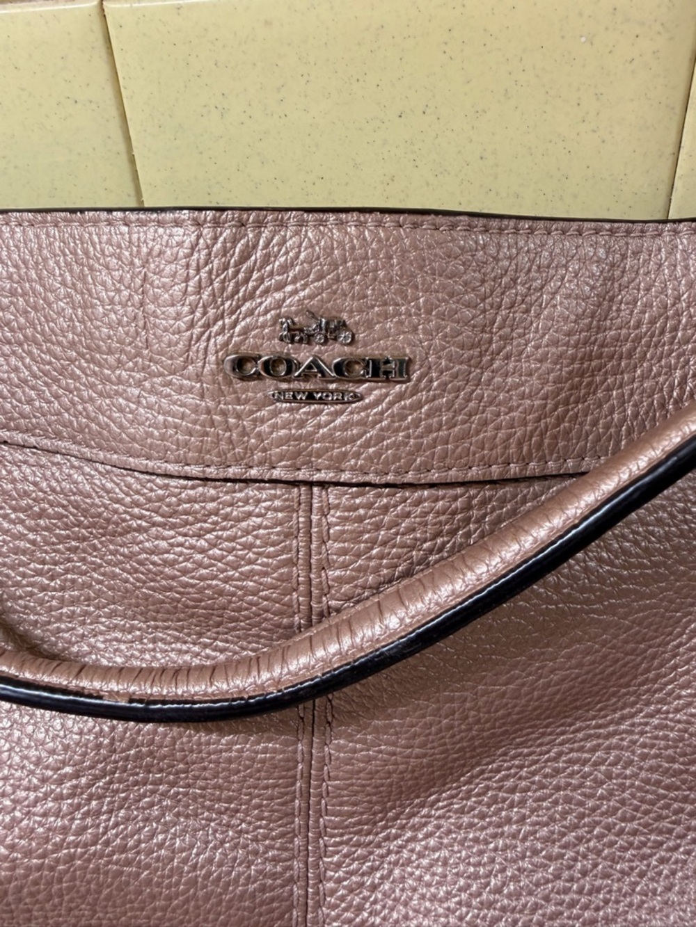 Coach Lexy Pebbled Leather Shoulder Bag in rose gold